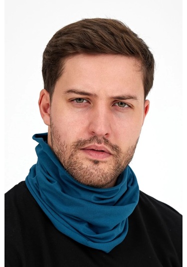 Erkek 4 Fonksiyonlu Koruyucu Pamuklu, Esnek, Terletmez, Bandana, Boyunluk, Maske - Tek Ebat / Mavi Mavi