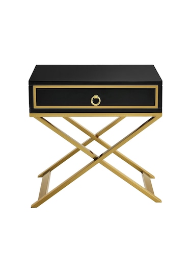 Jasmin Gold Metal Siyah Komodin
