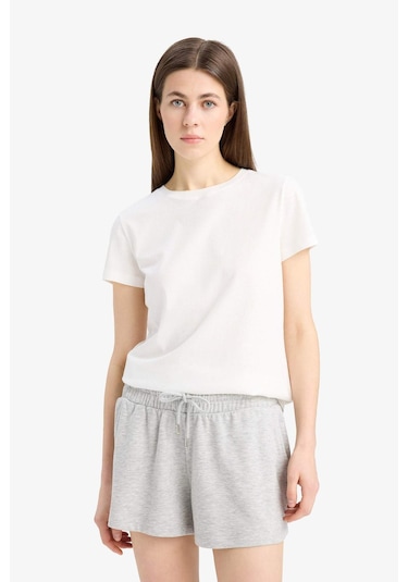 DeFacto Regular Fit Beli Bağcıklı Normal Bel Düz Paça Şort C7600AX25SMGR93 Gri