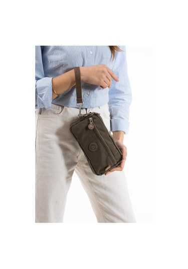 Klinkır Kumaş Mini Çapraz Askılı Kadın Çanta Yağmur Geçirmez El Askılı Çanta 20 10 Cm Mega Bag Kahverengi