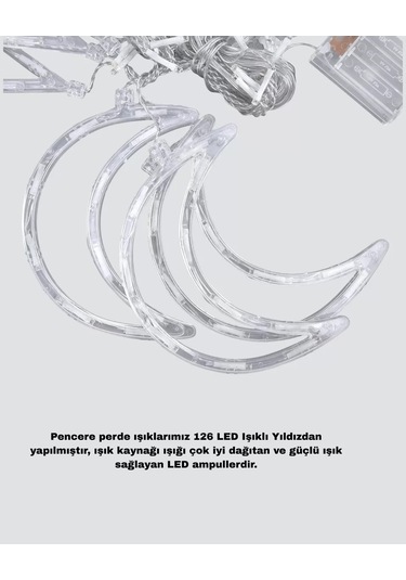 Yıldız Ve Ay Figürlü Prizli Perde Led Işık Romantik Ortam Aydınlatması Yeni Nesil Belirtilmemiş