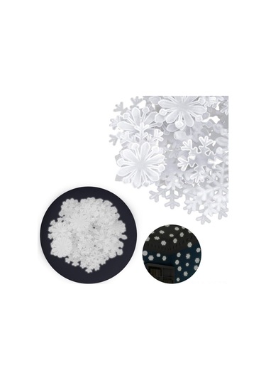 Shineyee Beyaz Işıklı 3d Duvar Stickerları - 50 Adet Kar Tanesi Gece Aydınlatabilir Dekoratif Paspaslar Beyaz