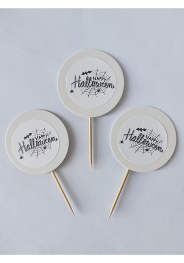 24 Adet Happy Hallowen Baskılı Kürdan 6 Cm - Hallowen Cadılar Bayramı