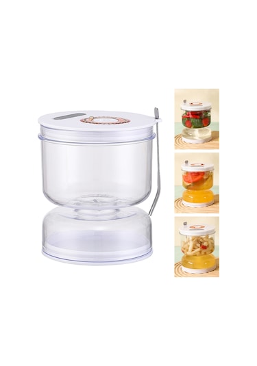 Xiyyadms 800ml Plastik Turşu Kabı, Görünür Kapaklı, Çatal İlaveli, Kuru Ve Yaş Gıda Ayrımı, Mutfak Ve Ev Kullanımı İçin İdeal Beyaz