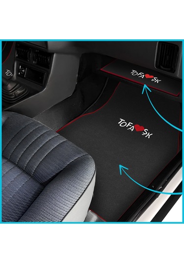 Tofaş Şahin Doğan Kartal Nakışlı Siyah Renk Oto Halı Paspas Tofaş Siyah Torpido Alt Kaplama Örtüsü