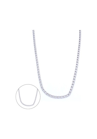 Ferizz 316l Çelik Figaro Unisex Zincir Kolye 60 Cm Zn-284 Beyaz - Sarı