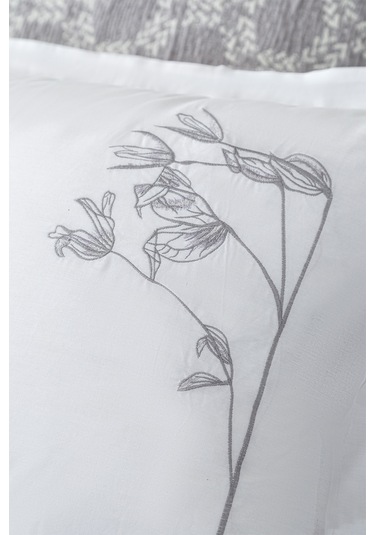 Apricitas Home Crown Gray Çift Kişilik %100 Pamuk Nevresim Takımlı Battaniye Ve Yatak Örtüsü Seti Gri