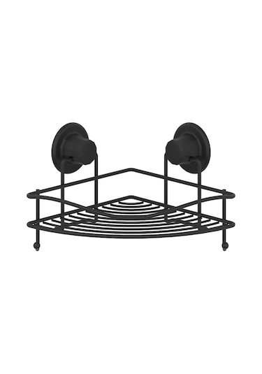 Teknotel Vakumlu Tek Katlı Banyo Köşe Rafı Mat Siyah Dm250 Siyah