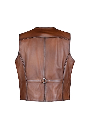 Tamer Tanca Erkek Hakiki Deri Taba Yelek Deri Mont 1042 Y01 Erk Derı Yelek Sk24/25 Taba Zıg Taba