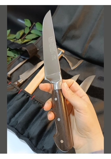 Ahşap El Yapımı Kılıflı Sürmene Et, Ekmek, Sebze, Mutfak, Kurban Palta Bıçakları Seti Hadnmade Çok Renkli