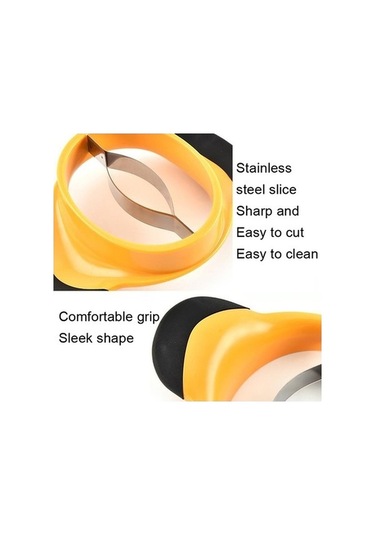 Fastbuy 2 Adet Meyve Kesme Aleti, Paslanmaz Çelik Mango Ayırıcı, Sarı Renk, Ev Dekorasyonu İçin Elastik Sarı