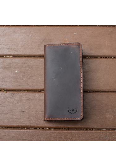 Craft And Luna El Yapımı Hakiki Deri Cüzdan Telefon Kılıfı Western Taba
