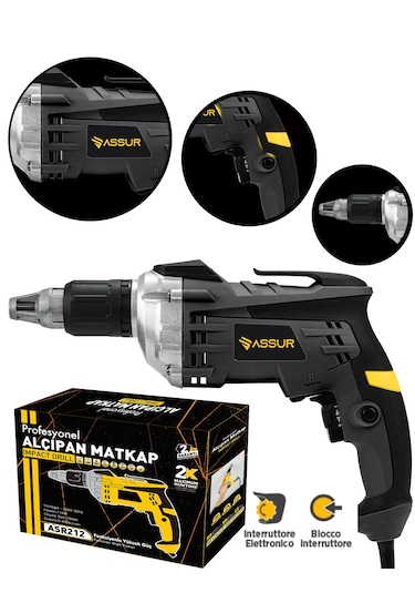 Assur ASR212 710W 90Nm Alçıpan Vidalama Siyah