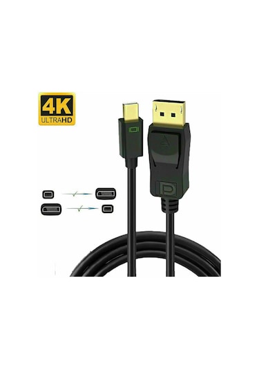 Wozlo Mini Display Port to Display Port Kablo 4K 60Hz Thunderbolt 2 Kablosu 3 M