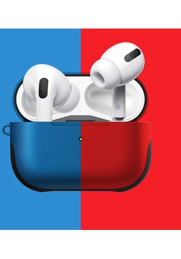 Noktaks - Airpods Pro Uyumlu Airpods Pro - Kılıf Shockproof Silikon Kılıf - Kırmızı-mavi