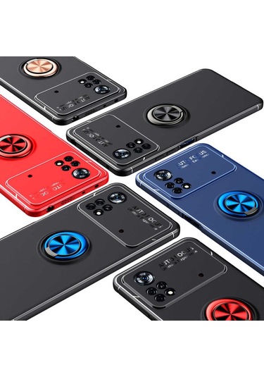 Xiaomi Poco M4 Pro 4G Kılıf Yüzüklü Magnetli Ravel Case Kapak