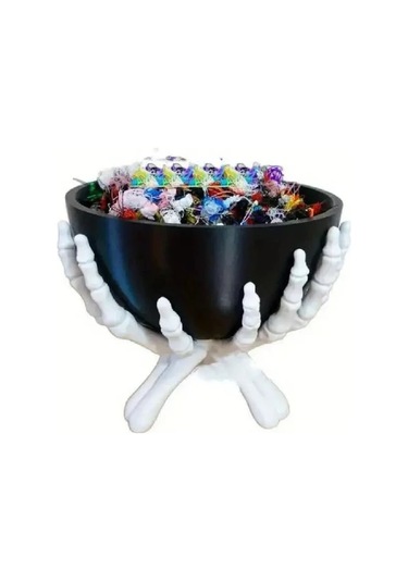 Gateesat Beyaz 3d Baskılı Kafatası Kase Tutucu - Dekor, Şekerlik Beyaz