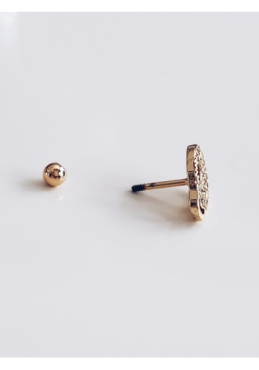 Kuru Kafa İskelet Skull Modeltragus Helix Piercing Ear Cuff Kıkırdak Çelik Küpe Gold