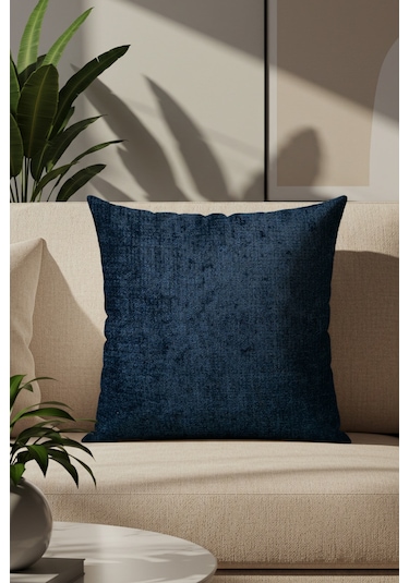 Sezyon Liza Desenli 50x50 Gece Mavisi Kırlent Kılıfı Gece Mavisi