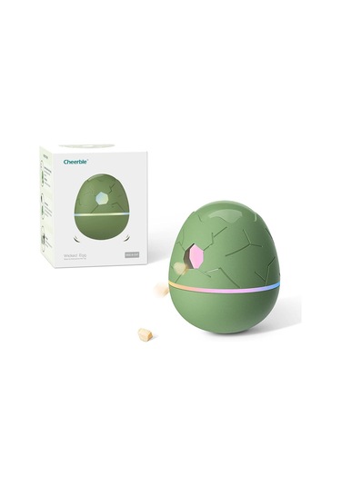 Cheerble Akıllı Yumurta Oyuncak - Şarjlı, Yem Atmalı, Kedi & Köpekler İçin Yeşil 8x8x10 Cm