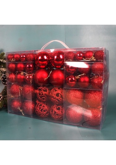 Noel Ağacı Dekorasyonu: 100 Adet Kırmızı 3-6cm Pvc Kutulu Parlak/mat/delikli Noel Topları