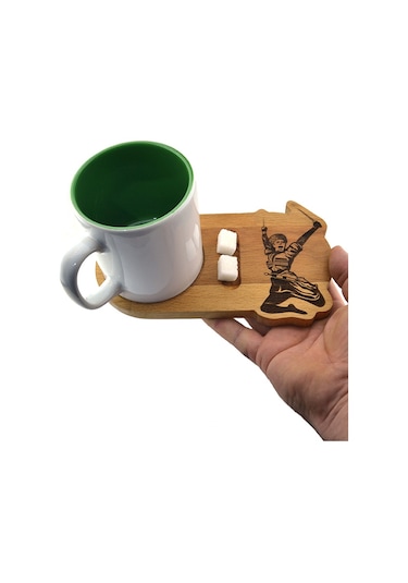 Ahşap Servis Sunum Tahta Bardak Altlığı - Kafkas Çerkes Kamalı Adam Acı Kahverengi