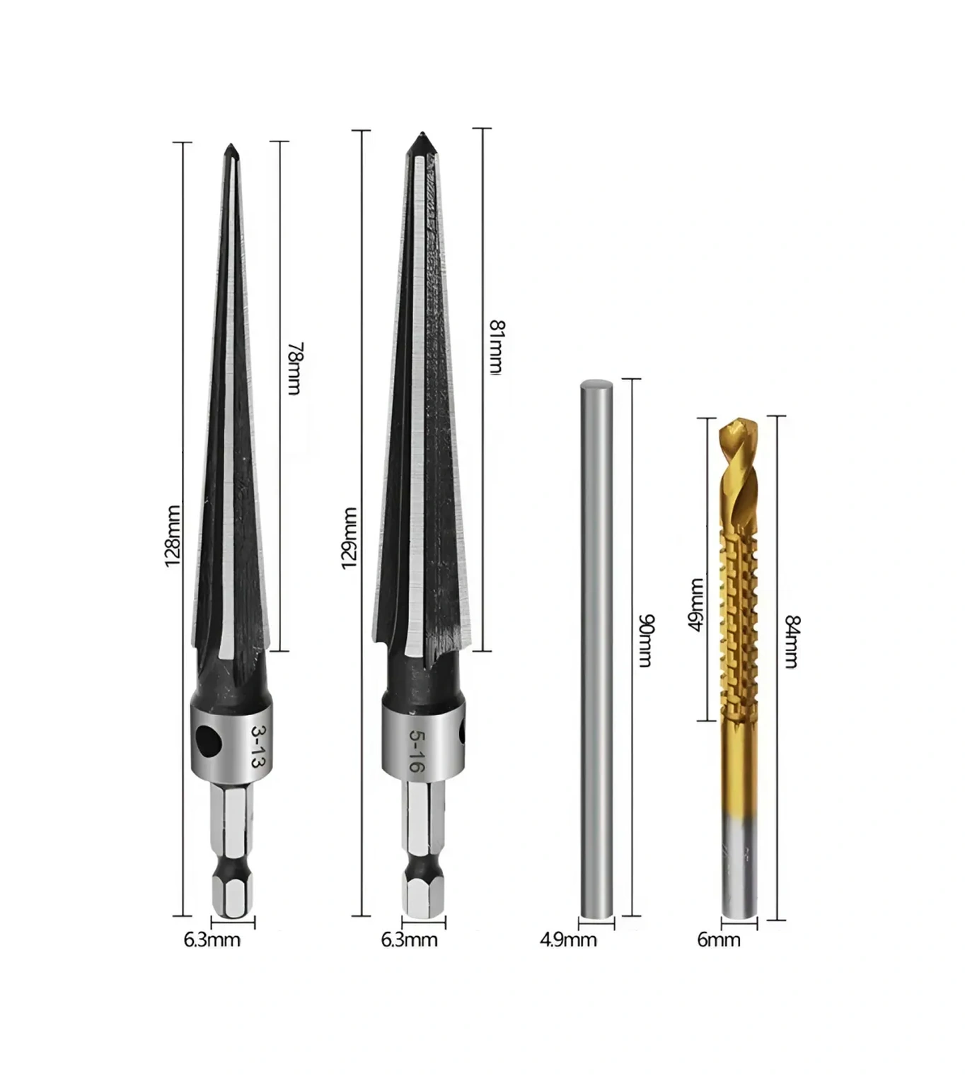 Konik Açılma Menteşeleri 3-13, 5-16 Matkap Ucu Seti 271408099