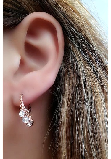 Pırlanta Işıltısında Zirkon Taşlı Gümüş Rose Shakira Küpe