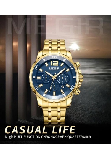 Megır 2068 Tüm Fonksiyonları Aktif Erkek Kol Saati Sarı