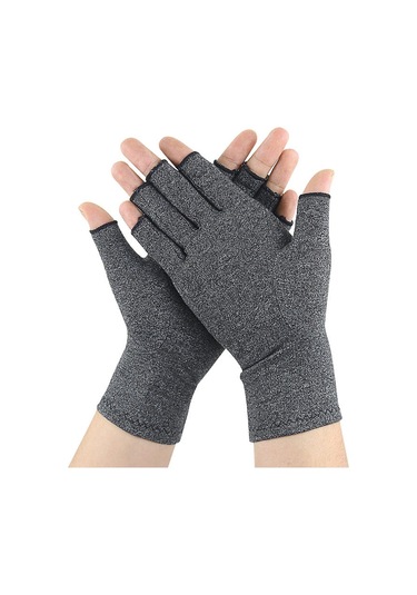 Qingmipy Eklem Ağrısı Ve Şişliği Azaltan Yarı Parmaklı Rahat Eldiven - Gri, Boyut L