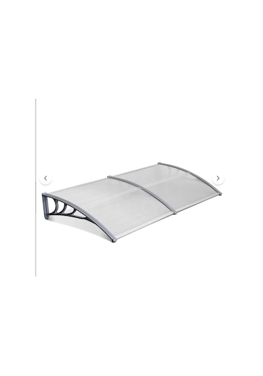 Kapı Üstü Pratik Sundurma 200 X 80 Cm Gri Ayak Şeffaf Levha Gri