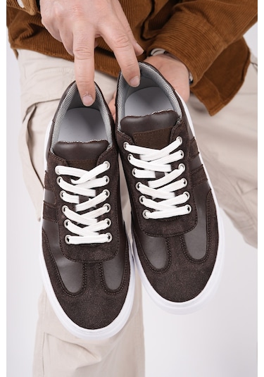 Muggo Logan Kalın Taban Bağcıklı Erkek Günlük Sneaker Spor Ayakkabı Kahverengi