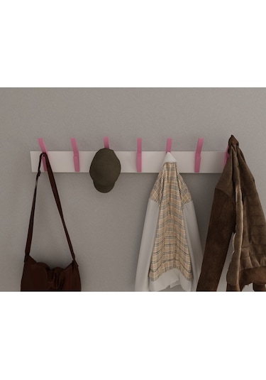 Hepsi3boyutlu Modern Duvar & Kapı Kanca Askılık - 7 Adet Pembe Kanca Askılık - Model No : 3 Pembe
