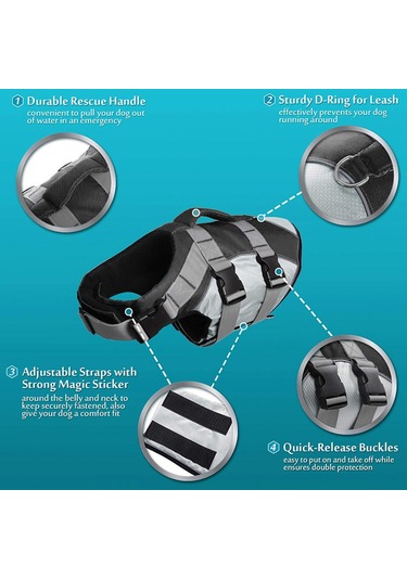 Suntek Yüzme Pet Supply Için Köpek Can Yeleği Xl-siyah