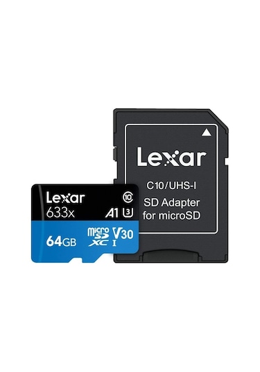 Lexar High Performance 633X 64 GB MicroSDXC Class 10 V30 UHS-I Hafıza Kartı + Adaptör