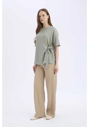 DeFacto Bürümcük Pantolon Wide Leg Geniş Bol Paça Esnek Belli C0200AX25SPBG773 DeFacto Bürümcük Pantolon Wide Leg Geniş Bol Paça Esnek Belli C0200AX25SPBG773