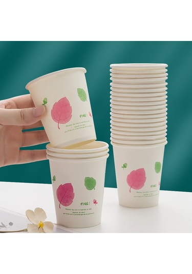 Cbtx 250 Ml Tek Kullanımlık Kağıt Bardak Kalınlaşmış Odun Hamuru Su Bardağı Kırmızı Yaprak