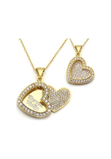 Modagümüşevi Aşkım Kalbimde Saklı Isim Yazılan Açılan Kalp Altın Kaplamalı Gümüş Kolye