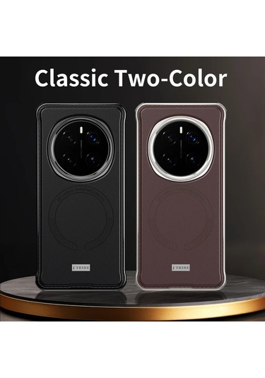 Turcoshop11 Honor Magic 7 İçin Şık Metal Korumalı Manyetik Kılıf Light Brown