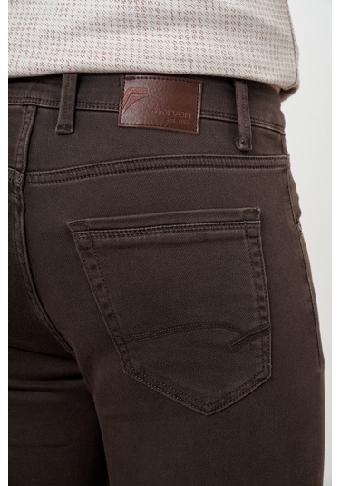 Morven Erkek Kahve Mevsimlik Pamuk 5 Cep Dynamic Fit Jean Pantolon Kahverengi