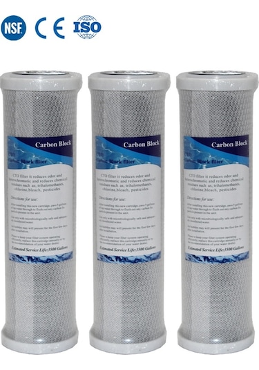 WaterMelon Açık Kasa Su Arıtma Cihazı Cto Blok Karbon Filtre 3 Adet
