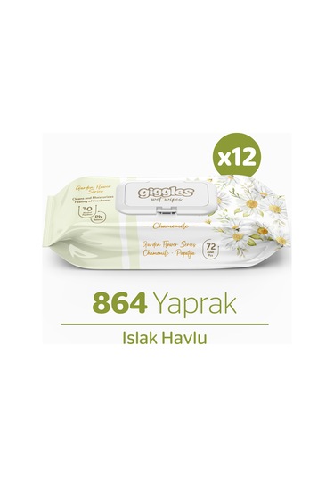 Giggles Islak Havlu 72'li Papatya 12 Paket 864 Mendil