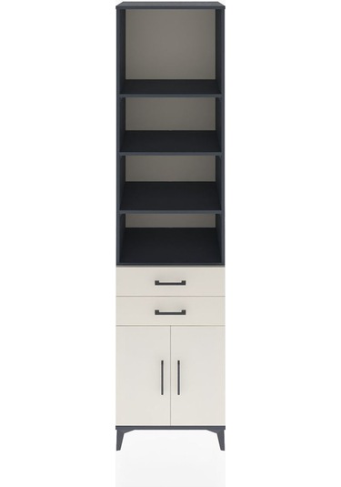 Hyperion Dolap 5 Raflı 2 Çekmeceli 2 Kapaklı 60x44x243 Antrasit-aytaşı Antrasit