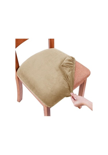 Kadife Spandex Çıkarılabilir Yıkanabilir Elastik Yastık Kapakları Koyu Bej