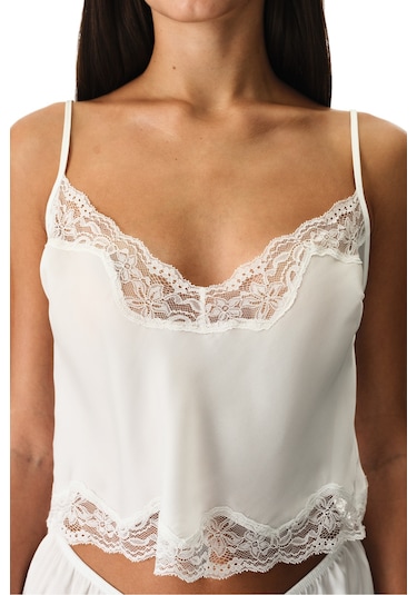 Penti Kırık Beyaz Chiffon Lace Dantel Atlet