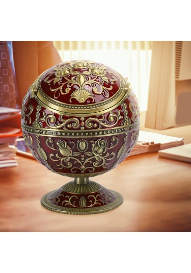 Moveevo Vintage Zinc Alloy Kuş Reliefli Ev Hotel Dekorasyonu Multifonksiyonel Kapaçklı Toprak Küresi Sigara Tepsisi