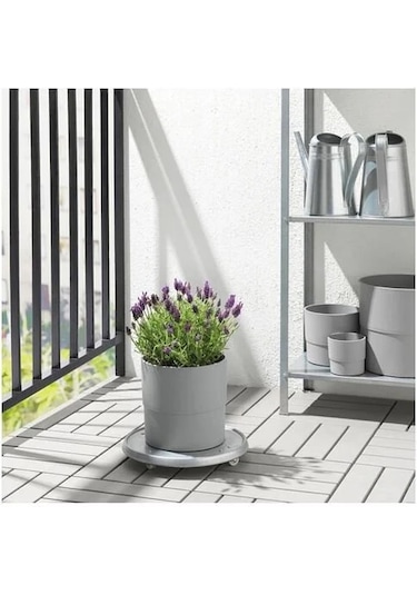 Sumuhome Nypon Dekoratif Plastik Saksı Gri 19 Cm