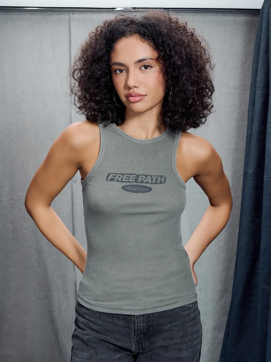 Tvoe Üzerinde Yazı Bulunan Çizgili Top 396081709 Khaki