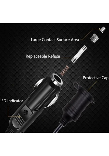 Boatshop1 Tr-29 Araba Uzatma Kablosu 16awg 36m 12ft Erkek Dişe Çıkış Füze Led Işık Şarj Cihazları Lastik Pompaları İçin Kırmızı Siyah Çizgili Dayanıklı İzolasyon