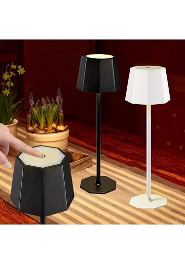 Topshop1 Beyaz Dokunmatik Dimli 8 Köşeli Led Masa Lambası, Usb Şarj, Ayar Çubuğu, Işık Stüdyo Aydınlatma